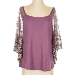 Purple Embellished Blouse with 3/4 Bell Sleeves